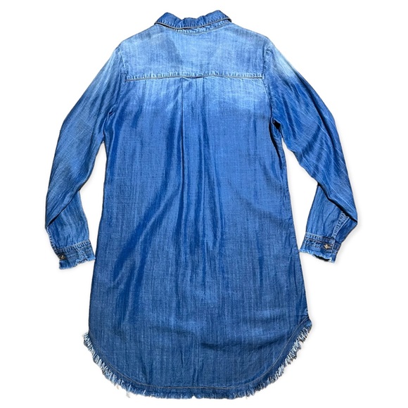 Anna Grace Tencel Chambray Raw Edge Hem Shirt Dress Sz L - Picture 2 of 14